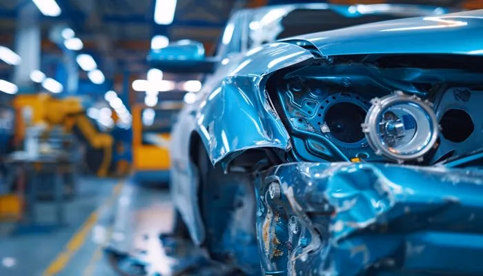 Damaged car being analyzed for MTTF improvement.
