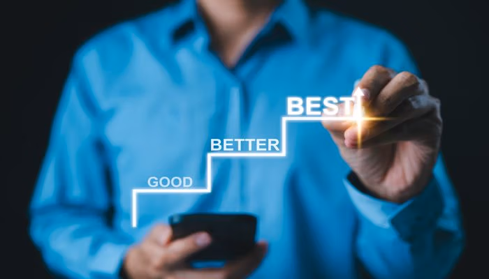 Continuous improvement process with steps from good to best