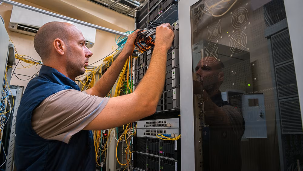 operator handling a server