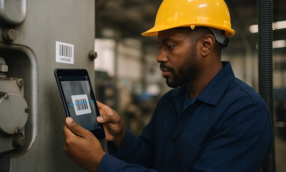 operators scans qr code with an iPad